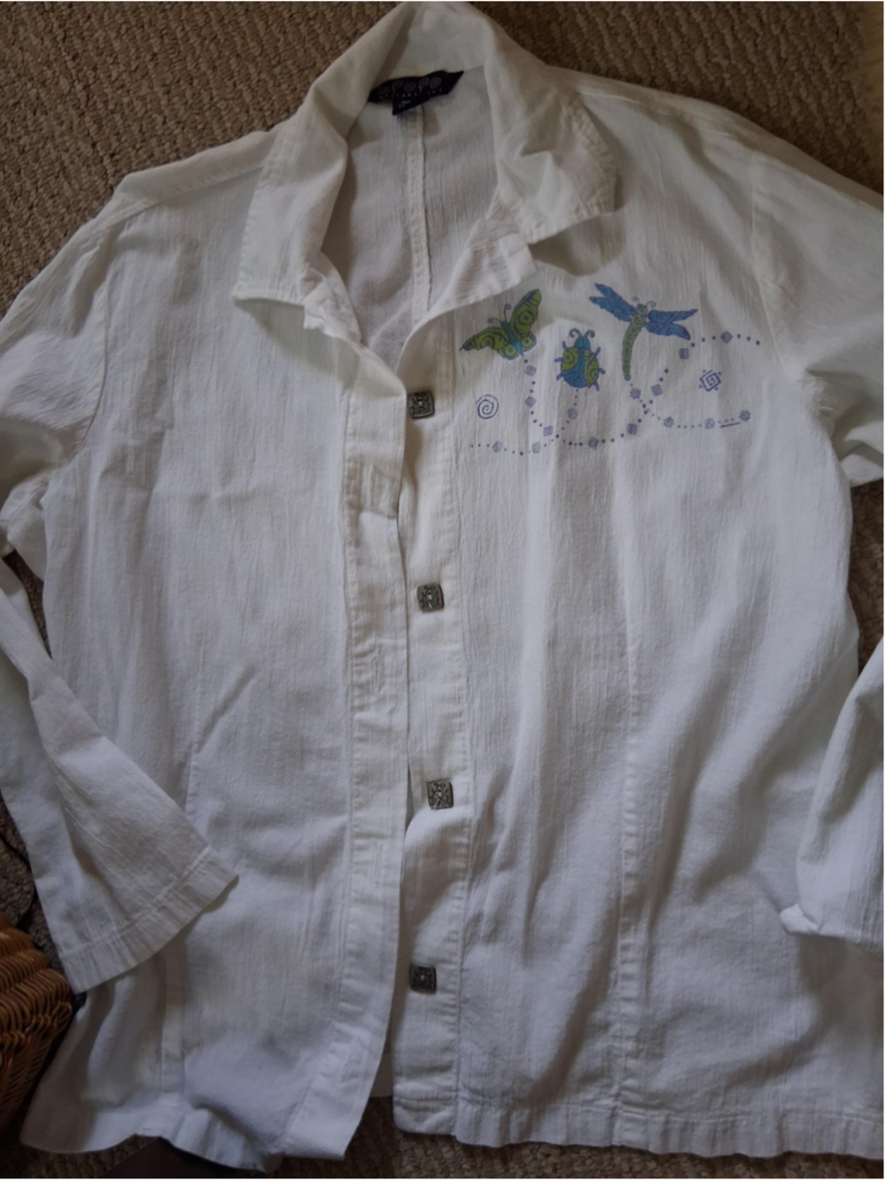 Vintage Bfofo Canada Art Designs cotton shirt butterfly dragon flies ladybugs L